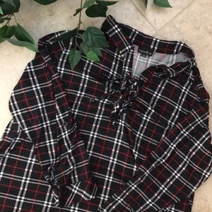 Plaid Sweater Blouse
